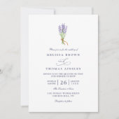 Delicate French Lavender Elegant QR Code Wedding 招待状 (正面)