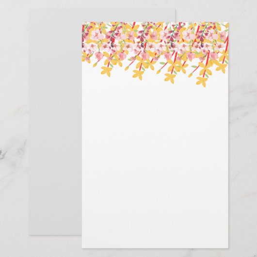 Delicate Garden Floral Monogram Stationery Paper 便箋 (正面/裏面)