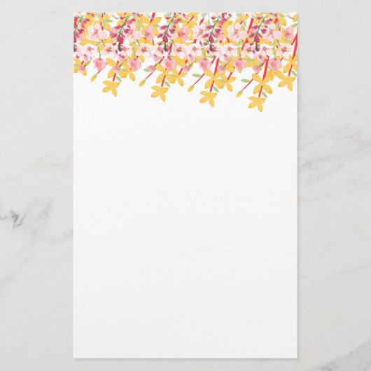Delicate Garden Floral Monogram Stationery Paper 便箋 (正面)