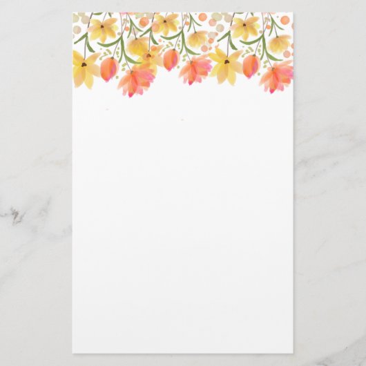 Delicate Garden Floral Monogram Stationery Paper 便箋 (正面)