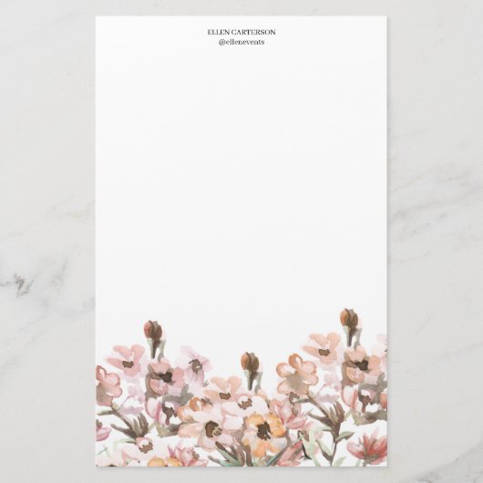Delicate Garden Floral Monogram Stationery Paper 便箋 (正面)
