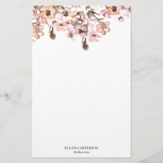 Delicate Garden Floral Monogram Stationery Paper 便箋 (正面)