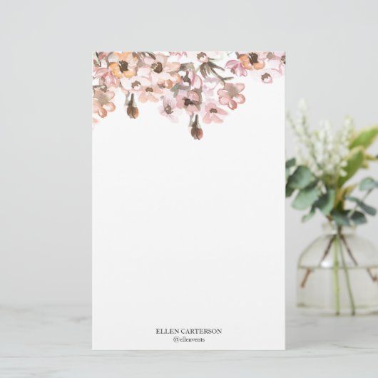 Delicate Garden Floral Monogram Stationery Paper 便箋 (スタンド正面)