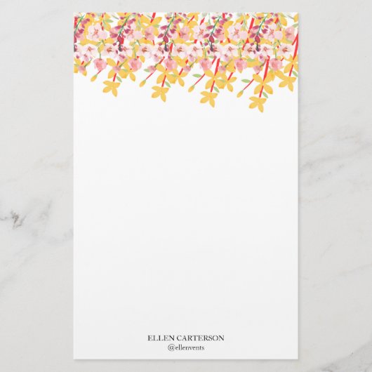 Delicate Garden Floral Monogram Stationery Paper 便箋 (正面)