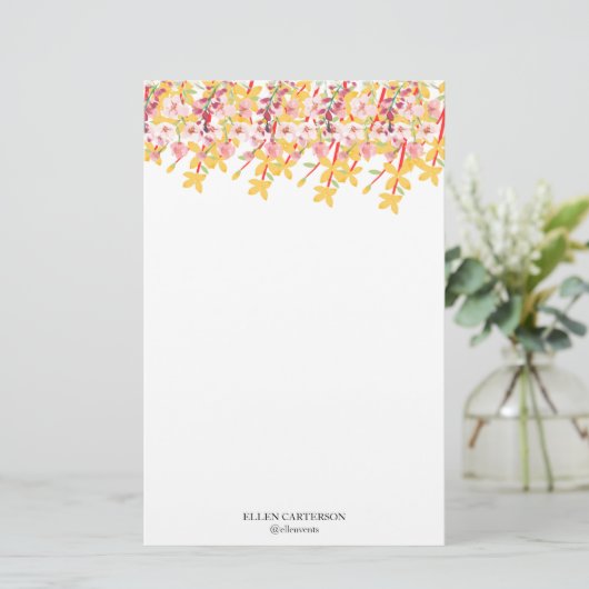 Delicate Garden Floral Monogram Stationery Paper 便箋 (スタンド正面)
