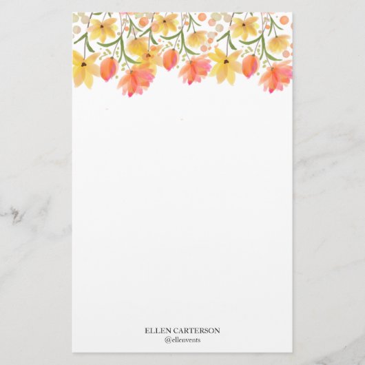 Delicate Garden Floral Monogram Stationery Paper 便箋 (正面)