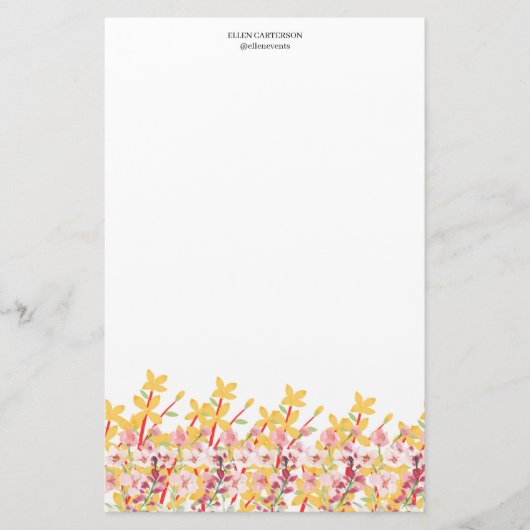 Delicate Garden Floral Monogram Stationery Paper 便箋 (正面)