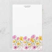 Delicate Garden Floral Monogram Stationery Paper 便箋 (正面/裏面)