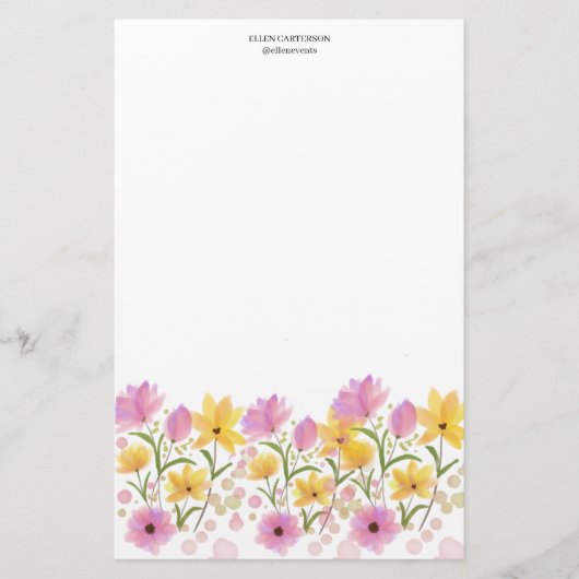 Delicate Garden Floral Monogram Stationery Paper 便箋 (正面)