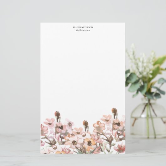 Delicate Garden Floral Monogram Stationery Paper 便箋 (スタンド正面)