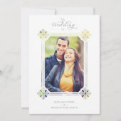 Delicate Geometric Paper Cut Effect Vintage Photo 招待状 (正面)