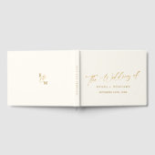 Delicate Gold and  ivory Monogram Back Wedding ゲストブック (全面)