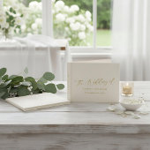 Delicate Gold and  ivory Monogram Back Wedding ゲストブック