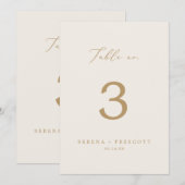 Delicate Gold Calligraphy | 5x7 Cream Table No. 招待状 (正面/裏面)