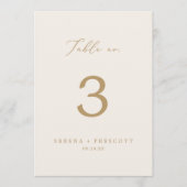 Delicate Gold Calligraphy | 5x7 Cream Table No. 招待状 (正面)