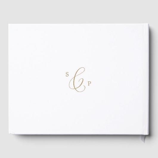 Delicate Gold Calligraphy Monogram Back Wedding ゲストブック (裏面)