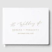 Delicate Gold Calligraphy Monogram Back Wedding ゲストブック (正面)