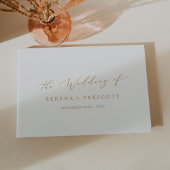 Delicate Gold Calligraphy Monogram Back Wedding ゲストブック