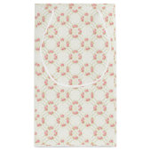 Delicate Gold Scrollwork & Pink Roses Floral スモールペーパーバッグ (裏面)