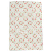 Delicate Gold Scrollwork & Pink Roses Floral ミディアムペーパーバッグ (正面)