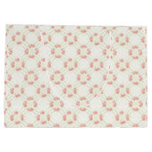 Delicate Gold Scrollwork & Pink Roses Floral ラージペーパーバッグ (裏面)