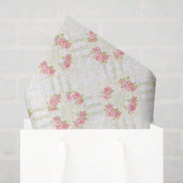 Delicate Gold Scrollwork & Pink Roses Floral 薄葉紙