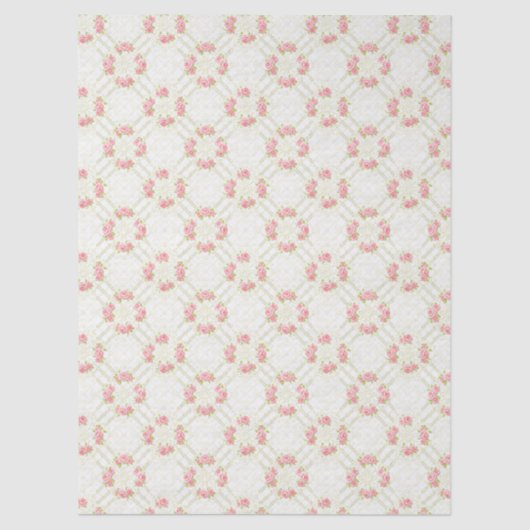 Delicate Gold Scrollwork & Pink Roses Floral 薄葉紙 (正面)