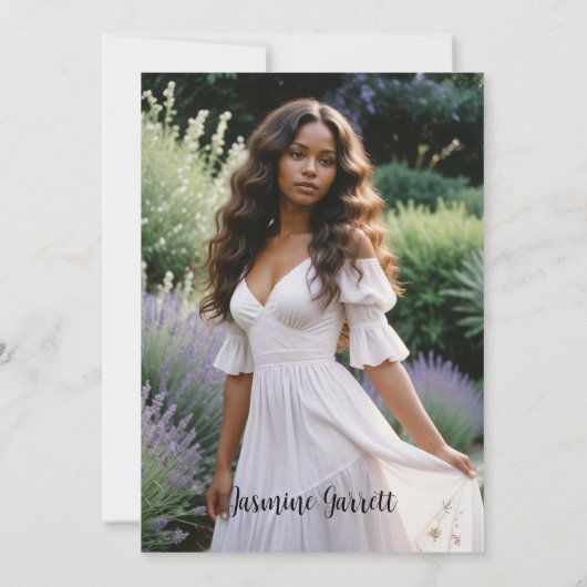 Delicate Grey Wreath Flowers Feathers & Leaves 招待状 (裏面)