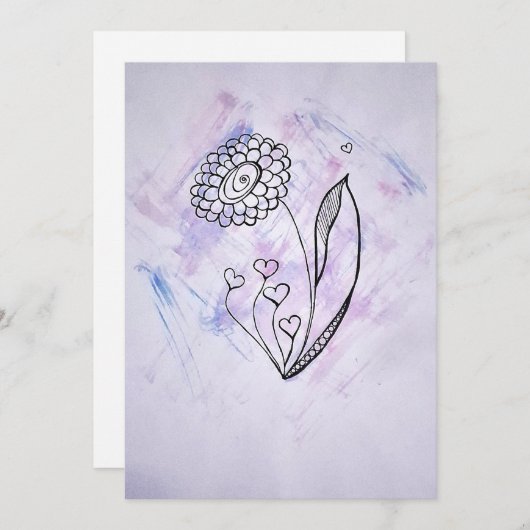 Delicate Hand-Drawn Flower with Hearts  シーズンカード (正面/裏面)