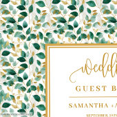 Delicate Hunter Green And Gold Wedding Guest Book ゲストブック