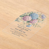 Delicate Hydrangea Flowers Wedding アクリル招待状 (レイダウン)