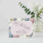 Delicate Hydrangea Flowers Wedding 案内ポストカード (スタンド正面)