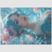 Delicate Icy Blue Mermaid Decoupage Paper v1 薄葉紙 (正面)