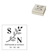 Delicate Initials Wildflowers Branches Wedding  ラバースタンプ (押印)