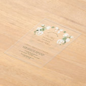 Delicate Ivory Roses Fr First Holy Communion アクリル招待状 (レイダウン)