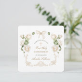Delicate Ivory Roses Frame First Communion Small 招待状 (スタンド正面)