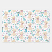 Delicate Kitten and Botanical Doodle ラッピングペーパーシート (正面3)