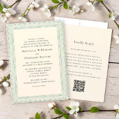 Delicate Lace Border Cream Wedding  招待状