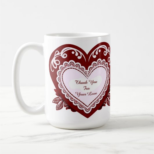 Delicate Lace Heart Card コーヒーマグカップ (左)