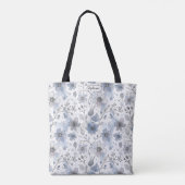 Delicate Lavender Blue Floral Personalized トートバッグ (裏面)