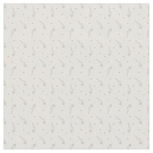 Delicate Lavender & Honeybee Botanical Outline ファブリック (クローズアップ)