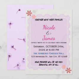 Delicate Lavender Lace Floral Wedding Invitation 招待状