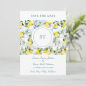 Delicate Lemon Branch and Flowers Tiles Wedding セーブザデート (スタンド正面)