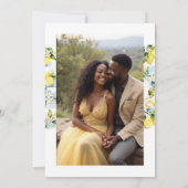 Delicate Lemon Branch and Flowers Tiles Wedding セーブザデート (裏面)