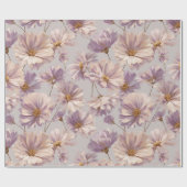 Delicate Lilac Daisy Cream Floral Pattern ラッピングペーパー (フラット)