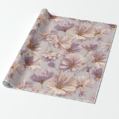 Delicate Lilac Daisy Cream Floral Pattern ラッピングペーパー (アンロールド)