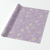 Delicate Lilac Daisy Cream Floral Pattern ラッピングペーパー (アンロールド)
