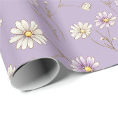 Delicate Lilac Daisy Cream Floral Pattern ラッピングペーパー (ロールコーナー)