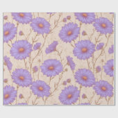 Delicate Lilac Daisy Cream Floral Pattern ラッピングペーパー (フラット)
