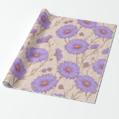 Delicate Lilac Daisy Cream Floral Pattern ラッピングペーパー (アンロールド)